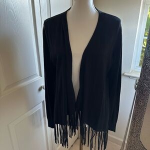 Black Fringe Cardigan​